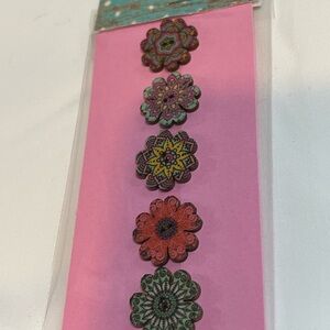 Floral Patterned Wood Buttons